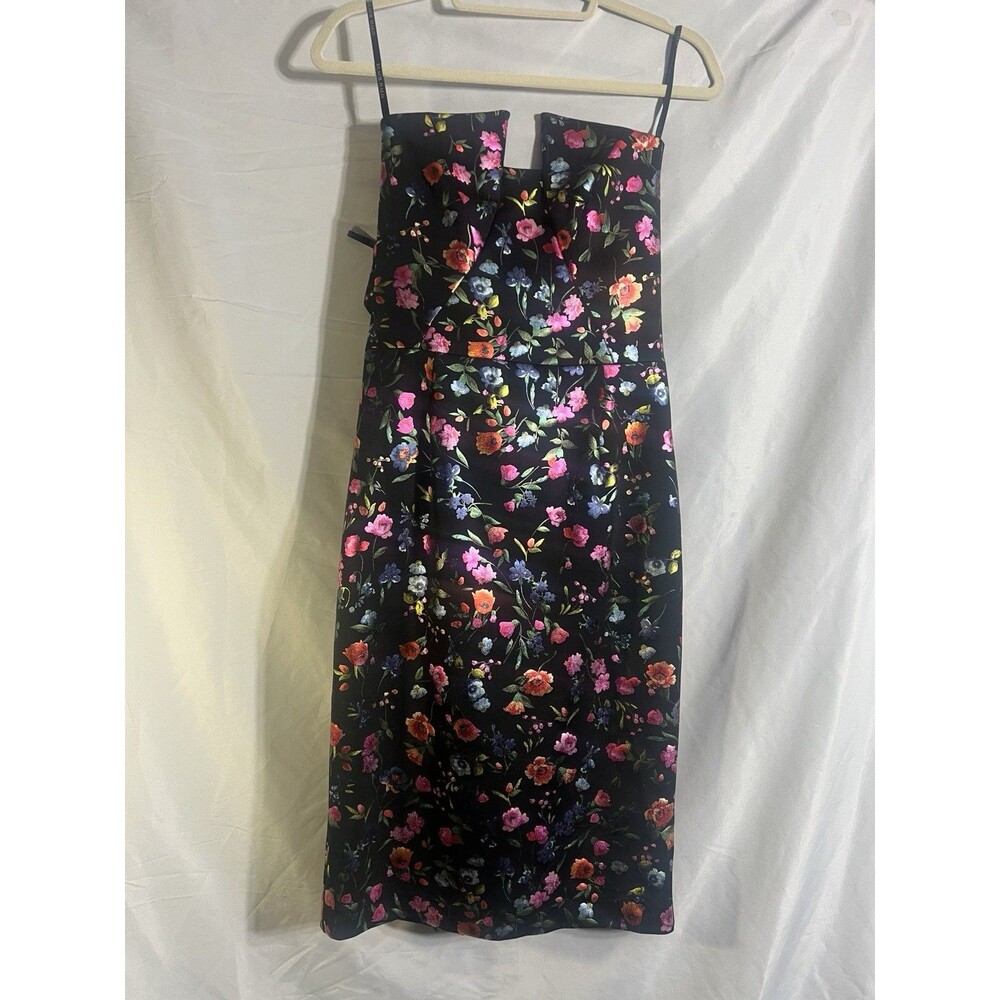 Black Halo Metallic Floral Dress 10 Shimmer Regencycore Glam Wedding Luxe NWT